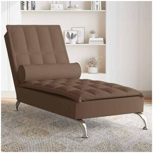 vidaxl Chaise lounge de massagem com rolo tecido castanho Image