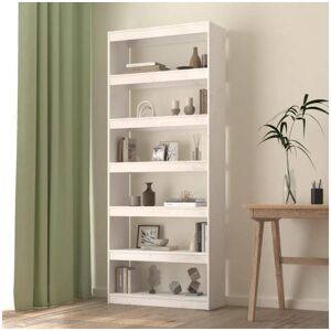 vidaxl Estante/divisória 80x30x199,5 cm madeira de pinho maciça branco Image