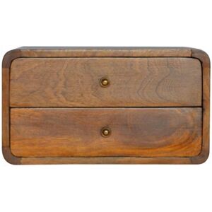 Artisan Furniture Criado-Mudo Flutuante Curvado em Castanho com 2 Gavetas, Quarto Image
