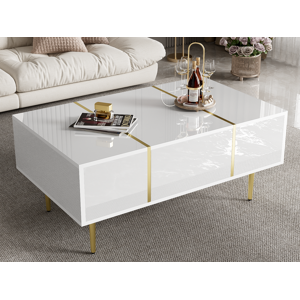 ModernLuxe Mesa de centro moderna - 2 gavetas - MDF - Branco Image