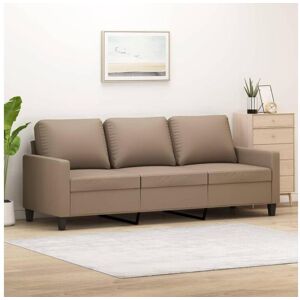 Clicnbuy Sofá de 3 lugares 180 cm couro artificial cor cappuccino Image