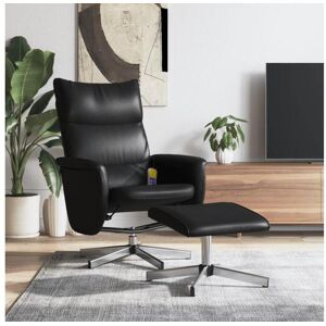 Clicnbuy Cadeira massagens reclinável c/ apoio pés couro artif. preto Image