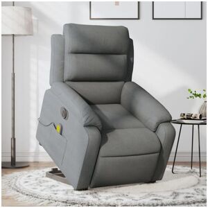 Clicnbuy Poltrona elétrica elevatória massagens tecido cinzento-escuro Image