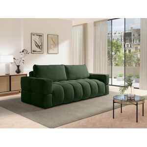 Vente-unique Sofá de 3 lugares convertível em tecido bouclé verde - ISSORO II Image