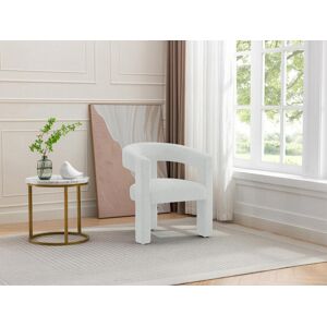 Vente-unique Poltrona de tecido branco texturizado - FAVINA Image
