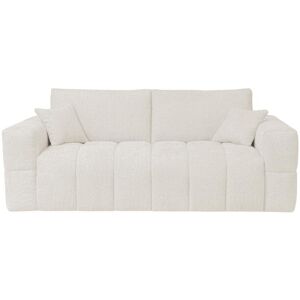 Vente-unique Sofá de 4 lugares convertível abertura rápida em tecido bouclé bege, cama 160 cm e colchão 13 cm - ISSORO Image