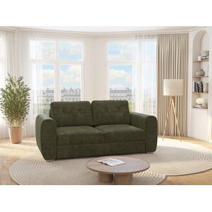 Vente-unique Sofá de 3 lugares convertível de abertura rápida em tecido verde, cama 140 cm e colchão 22 cm com memória de forma - BOLIPO Image
