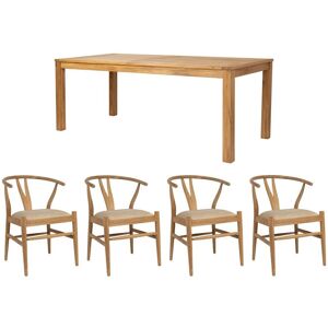 Vente-unique Conjunto mesa AMILA + 4 cadeiras POGIANA cor natural e bege Image