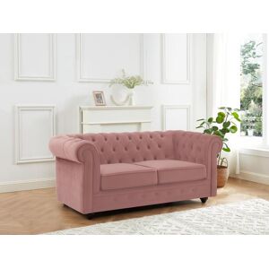 Vente-unique Sofá de 2 lugares em veludo cor-de-rosa pastel - CHESTERFIELD Image