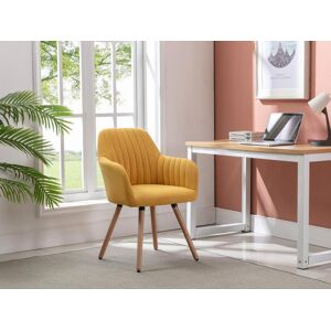 Vente-unique Conjunto de 2 cadeiras com apoios de braços tecido e metal efeito madeira amarelo - ELEANA Image