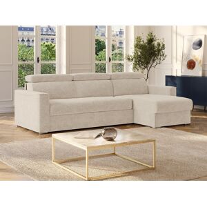 Vente-unique Sofá de canto reversível conversível abertura rápida em tecido chenille bege - Cama 160 cm - Colchão 22 cm com memória de forma VIZIR Image