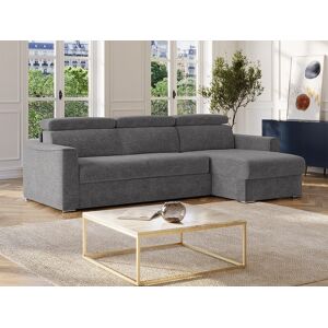Vente-unique Sofá de canto reversível conversível abertura rápida em tecido chenille cinza antracite - Cama 140 cm - Colchão 22 cm com memória de forma VIZIR Image