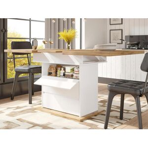 ModernLuxe Mesa de jantar extensível 110-140×80 cm - para 4-6 pessoas - com 1 porta e 2 gavetas - branco Image