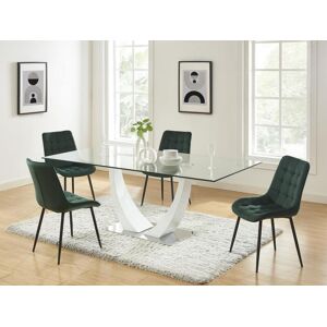 Vente-unique Conjunto de 2 cadeiras estofadas veludo e metal preto, cor verde - OLLUA Image