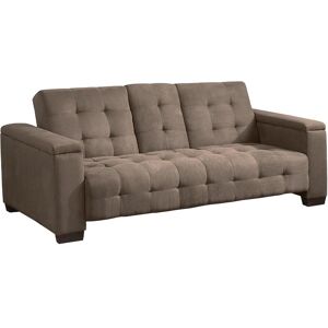 Vente-unique Sofá cama clic clac de 3 lugares em microfibra com mesinha de centro rebatível Castanho - DEVONSHIRE Image