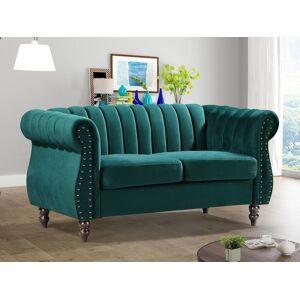 Vente-unique Sofá Chesterfield 2 lugares veludo verde esmeralda - TRUMBO Image