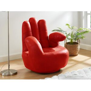 Vente-unique Cadeirão mão giratório em pele sintética Vermelho - CATCHY Image