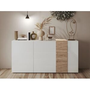 Vente-unique Aparador com 3 portas branco e natural claro - CAYNO Image