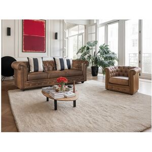 Vente-unique Lote de 2 Cadeirões CHESTERFIELD em microfibra aspeto pele envelhecida Image