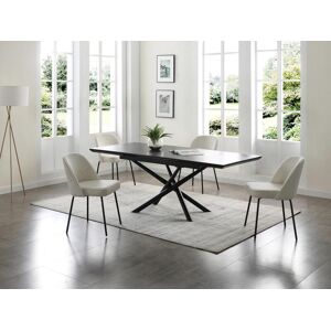 Vente-unique Conjunto de 2 cadeiras veludo canelado e metal preto cor creme - ALPALI Image