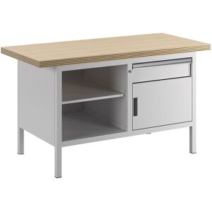 LISTA Bancada de trabalho, estrutura modular, 1 gaveta, 1 porta, 3 prateleiras, corpo em cinzento claro, frente em cinzento claro Image