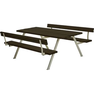 kaiserkraft Conjunto de bancos e mesa, com encosto, para 6 pessoas, comprimento 1770 mm, preto Image