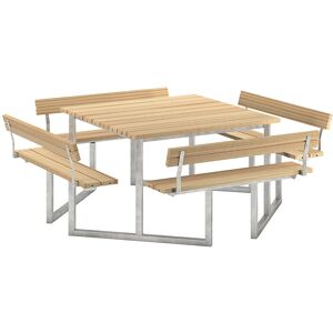 kaiserkraft Conjunto de bancos e mesa para 8 pessoas, madeira de coníferas certificada, natural, com encosto Image