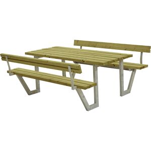 kaiserkraft Conjunto de bancos e mesa para 6 pessoas, madeira de coníferas certificada, natural, com encosto Image
