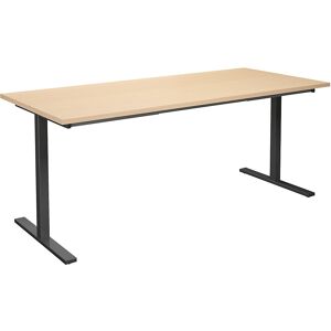 kaiserkraft Mesa multiusos DUO-T, tampo reto, AxP 740 x 800 mm, largura 1800 mm, bétula, preto Image