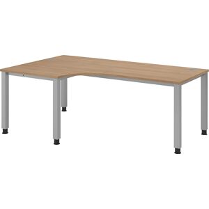 eurokraft pro Secretária, mesa angular, largura 2000 mm, cinza alumínio/nogueira Image