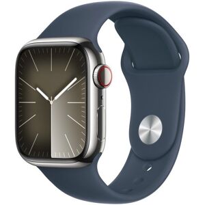 Apple Watch Series 9 GPS + Cellular 41mm Prateado Caixa de Aço Inoxidável com Braceletes Desportivas Azul-Trovoada S/M Image