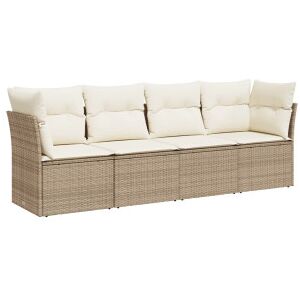 Vidaxl Conjunto De Sofás Jardim Com Almofadas 4 Pcs Ratão Sintético Beige Image