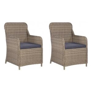 Vidaxl Cadeiras De Jardim Com Almofadas 2 Unidades Marrom Sintético Image