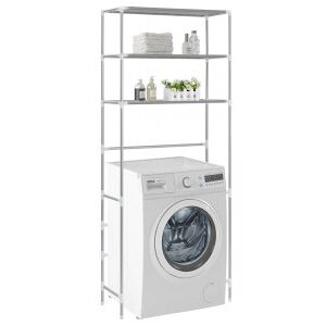 Vidaxl Estante Sobre A Máquina De Lavar Roupa 3 Níveis Prata 69x28x169 Cm Image