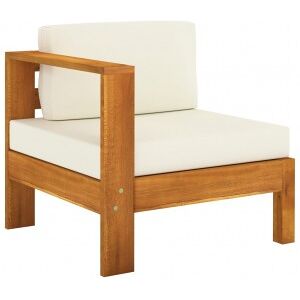 Vidaxl Sofá Central Com 1 Apoio De Braço Madeira De Acacia Branco Creme Image