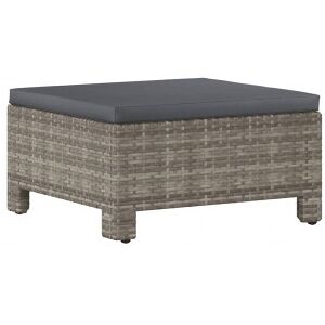 Vidaxl Repousa-pés De Jardim Com Almofada De Vime Sintético Cinza Image