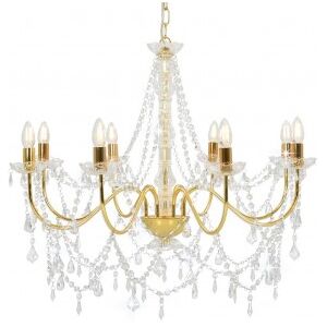 Vidaxl Lâmpada De Aranha Com Contas De Ouro 8 Lâmpadas E14 Image