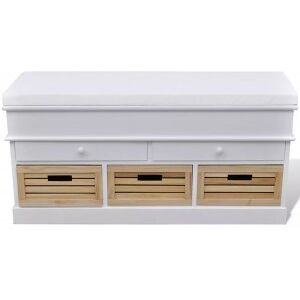 Vidaxl Banquete Branco Com Almofada E Caixotes / Cestas Image