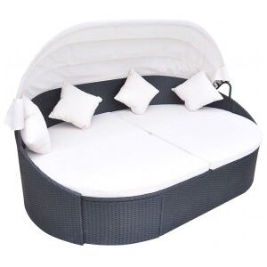 Vidaxl Cama De Jardim Com Formigueiro De Ratão Sintético Preto Image