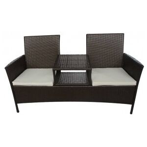 Vidaxl Sofá De Jardim De 2 Lugares Com Banquinha De Ratão Sintético Marrom Image
