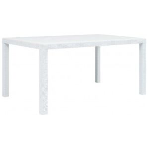 Vidaxl Mesa De Jardim De Plástico Aspecto Ratão Branco 150x90x72 Cm Image