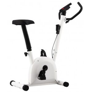Vidaxl Bicicleta Estática Com Resistência De Fita Branca Image