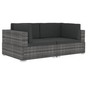 Vidaxl Assento Seccional De Canto Com Almofadas 2 Pcs Ratão Pe Cinza Image