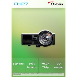 Optoma ML1050STi - Projector DLP - LED - 3D - 1000 lumens - WXGA (1280 x 800) - 16:10 - 720p - lentes fixas de projeção de curta distância - branco, cinza Image