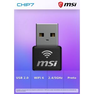 Adaptador de Rede USB MSI AX1800 Nano WiFi 6 Dual-Band Image