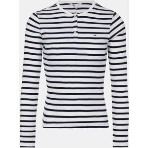 Camisolas Tommy Jeans Slim Button Rib Mulher - Branco/Azul XS Image