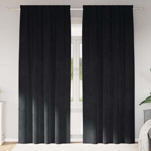 vidaXL Perdele cu perdele 2 pcs Negru 140 x 225 cm Catifea Image
