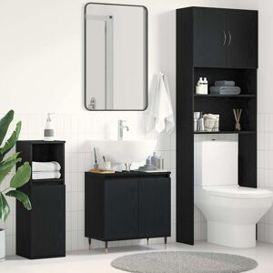 vidaXL Dulap pentru Chiuvetă cu ușă Stejar Negru 58 x 33 x 60 cm Image