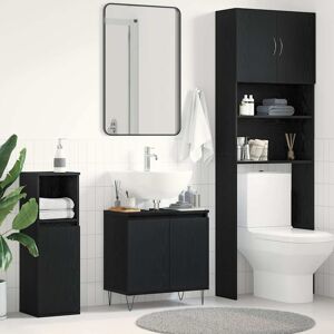 vidaXL Dulap pentru chiuvetă cu ușă Stejar Negru 58 x 33 x 60 cm Image