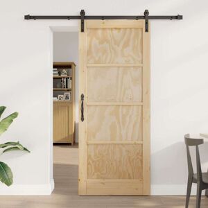 vidaXL Ușa Glisantă Manual Natural și negru 83 x 202 cm Image